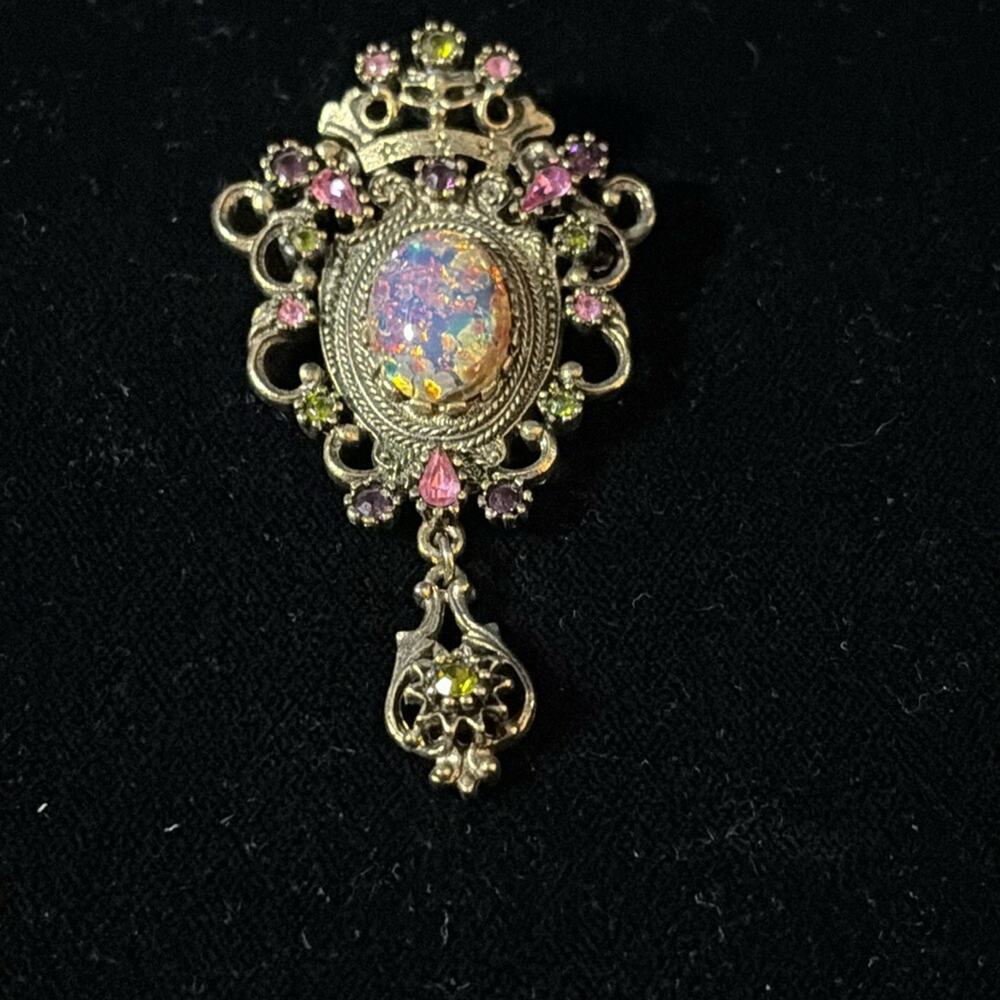 ✨ Vintage 1970s Sarah Coventry "Countessa" Brooch & Pendant | Opal Look | Signed